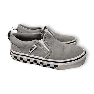Vans Grey/Checkered Slip-On Sneakers, Kid's 11